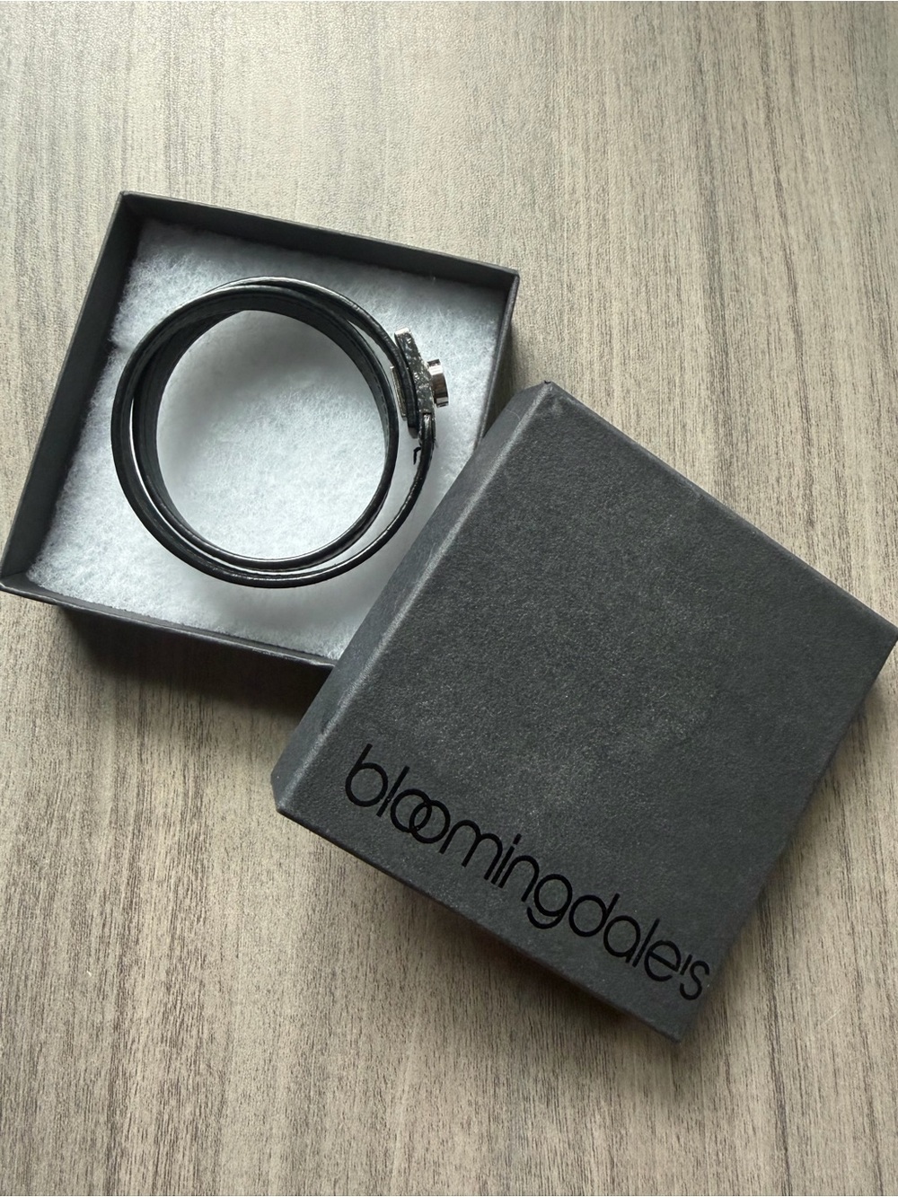 Ferragamo Black Leather Wrap Bracelet with Silver Clasp